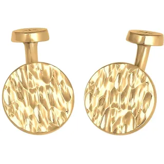 KUZZOI Plättchen Rund Gehämmert Struktur 925 Silber goldfarben Herren