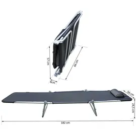 Outsunny Gartenliege 182 x 56 x 25 cm Schwarz
