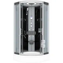 AcquaVapore D58-53T0 Komplettdusche mit Pendeltür 90 x 90 cm Schwarz Sicherheitsglas ESG D58-53T0-EC