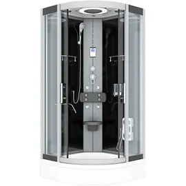 AcquaVapore D58-53T0 Komplettdusche mit Pendeltür 90 x 90 cm Schwarz Sicherheitsglas ESG D58-53T0-EC