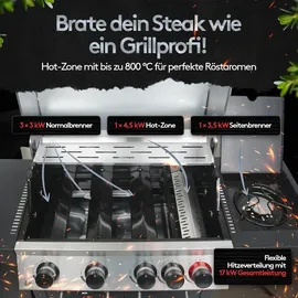 flammenwerk Gasgrill 4+1 Brenner schwarz