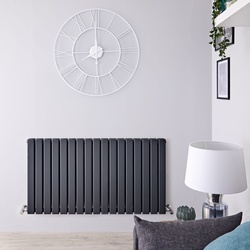 Heizkörper 635x1190mm 1624W doppellagig anthrazit, vertikale Säulen - Delta, von Hudson Reed
