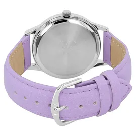 Q&Q Damen Armbanduhr C10A-028PY, 40 mm Durchmesser, silbernes Metallgehäuse, Lederarmband, Analog, 3 ATM