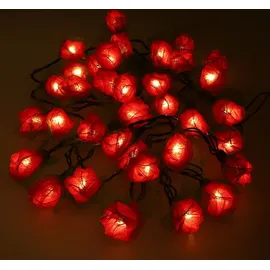 GURU-SHOP Blüten LED Lichterkette mit Schalter - 35 Stk Rose Dunkelrot, 6x6x350 cm