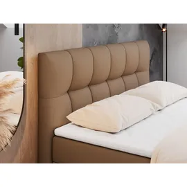 MKS Meble Boxspringbett 200x200 mit Bettkasten, Bett mit Multipocket - Matratze H4 Topper, Polsterbett 200x200 mit Bettkasten Kopfteil, Boxspringbett mit Mat... - Braun
