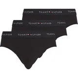 Tommy Hilfiger Slip "3P BRIEF DTM", Herren, Gr. XL (54), schwarz (blk, blk, blk), Jersey, Obermaterial: 95% Baumwolle, 5% Elasthan, TOMMY HILFIGER UNDERWEAR, unifarben, körpernah, Unterhosen, mit Logo-Elastikbund