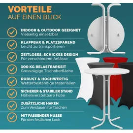CASARIA Stehtisch 80 x 80 cm Weiß