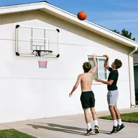 sportnow Basketballkorb Basketballbrett mit Korb Wandmontage für Outdoor, Stahl - Schwarz/Transparent/Weiß