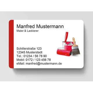 100 Visitenkarten, laminiert, 85 x 55 mm, inkl. Kartenspender - Maler Lackierer Anstreicher