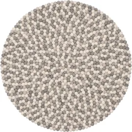 myfelt Hella Filzkugelteppich Ø 90 cm Grau/Weiß/Mehrfarbig