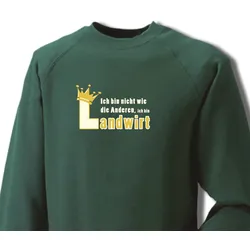 Sweatshirt „Ich bin nicht wie die Anderen, ich bin Landwirt“ (grün) Größe XXXL