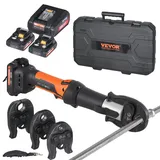 Vevor Presswerkzeug und Akku-Set, Pro Presswerkzeug, elektrisches Rohrcrimpwerkzeug mit V15-/V22-/V28-Backen, 2 Stück 18-V-2,0-Ah-Akkus, Schnellladegerät und Tragetasche