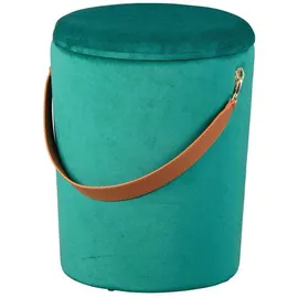 Interlink Inter Link Papua blau, B:35cm H:45cm T:35cm, Samtvelours;100% Polyester, Hocker, Sitzhocker