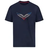 Trigema T-Shirt » T-Shirt mit großem Logo-Print«, (1 tlg.), Gr. L, navy-C2C, , 68606716-L