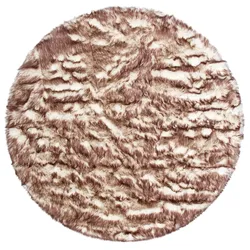 Fellteppich MY HOME "Sammo" Gr. 9, braun (braun, weiß), H:60mm Ø:140cm, Kunstfaser, Teppiche, Fellteppich, Kunstfell, leuchtende Farben, besonders weich, echter Kuschelteppich