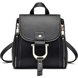 NICOLE & DORIS Rucksackhandtaschen Damen Rucksack Klein PU Leder Daypack Damen Mini Rucksack Mode Wasserdicht Frauen Reise Rucksack Handtasche Tagesrucksack für Mädchen Cityrucksack Schwarz