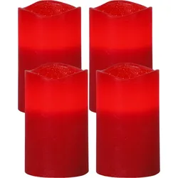 LED-Wachskerzen "May", 4er Set, rot