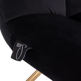 Svita Lynn Loungesessel Cocktailsessel Clubsessel Polsterstuhl ohne Armlehnen Goldene Beine Samt-Polster Schwarz