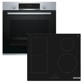Bosch Herdset BOSCH Backofen EcoClean + Induktionskochfeld CombiZone autark 60 cm