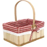 Holz Picknick-Körbe, Kreative hölzerne Vintage Blumen-Korb mit klappbaren Griffen und abnehmbare Gingham Liner Handheld Korb für die Lagerung Dekoration und Fotografie.