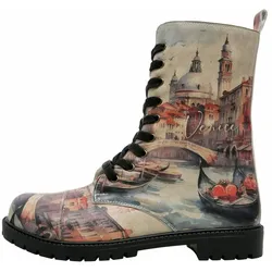 Schnürboots DOGO "Damen Zipsy Venice Vegan Damen Stiefel / female", Damen, Gr. 39, Normalschaft, blau, Lederimitat, Schuhe, Vegan