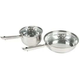 Buri Edelstahl Kochtopfset 12-tlg. 4 x Kochtopf + Stielkasserolle + Pfanne