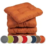 sunnypillow 4er Set Stuhlkissen 40x40 cm Bequeme 8cm Polsterauflage Auflage für Stühle/Bänke in Haus und Garten Sitzkissen Sitzauflage Gartenkissen viele Farben zur Auswahl Orange