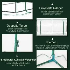 Outsunny Gewächshaus Metall Grün Folie 100 mm 2 m2