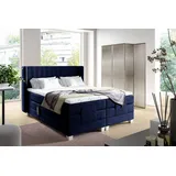Fun Möbel Boxspringbett Elektrisch Bett MAGNUS 200x200cm in Stoff Salvador Dunkelblau - Blau