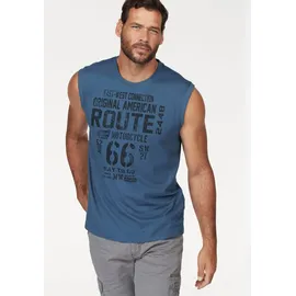 MAN'S WORLD Muscleshirt MAN'S WORLD, Herren, Gr. XL (56/58), schwarz (blau, schwarz), Single Jersey, Obermaterial: 100% Baumwolle, bedruckt, Basic, regular fit, Rundhals, Shirts, ärmellos, bedruckt, Rundhalsausschnitt, aus 100% Baumwolle, Topseller
