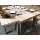 Esstisch Eiche Baumkante Lamelle 200x100cm  U-Gestell Schwarz - Schwarz