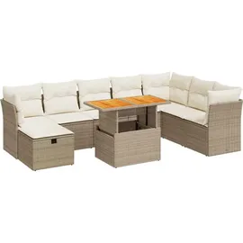 vidaXL Garten-Sofagarnitur 9-tlg. Loungeset beige
