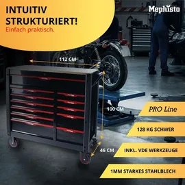 Mephisto Werkzeugwagen Stahl schwarz 12 Schubladen bestückt