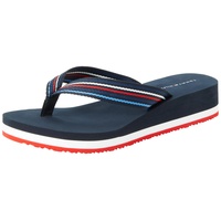 Tommy Hilfiger Damen Flip Flops Wedge Stripes Beach Sandal Zehentrenner, Blau (Space Blue), 39 - 39 EU