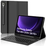 Tiiomioon Hülle mit Tastatur für Samsung Galaxy Tab S9 FE+/ S9+/ S10+ Plus 12.4 Zoll, QWERTZ Tastatur für Samsung Galaxy Tab S9 FE Plus 2023 12.4" Abnehmbare Bluetooth mit Stifthalter, Schwarz
