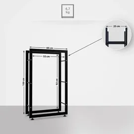 CLP Kaminholzständer Keri V2 Metall 25 x 60 x 100 cm Schwarz