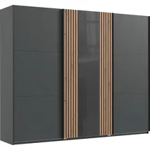 WIMEX Schwebetürenschrank WIMEX "Atlanta by fresh to go", schwarz (graphit, glas grau, akustikpaneel optik artisan eiche nachbildung), B:250cm H:216cm T:65cm, Spanplatte, Schränke, Schwebetürenschrank, mit Akustikpaneel Optik (3D Leisten), Lamelle