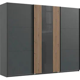 WIMEX Schwebetürenschrank WIMEX "Atlanta by fresh to go", schwarz (graphit, glas grau, akustikpaneel optik artisan eiche nachbildung), B:250cm H:216cm T:65cm, Spanplatte, Schränke, Schwebetürenschrank, mit Akustikpaneel Optik (3D Leisten), Lamelle