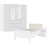rauch Schlafzimmer-Set Komplettschlafzimmer Schlafzimmer EVELYN, (Set, 3-tlg), Schrank und Bett in 2 Breiten, Nachttisch mit Paneel MADE IN GERMANY weiß
