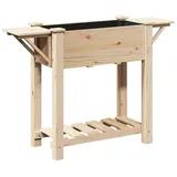 vidaXL Gartenpflanzer mit Regalen 111x37x76 cm aus massivem Kiefernholz