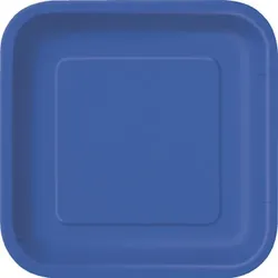 14 eckige Teller blau