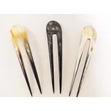 1x Horn Haarnadel. doppelte Zinken 15 cm = Code B