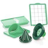 Genius Nicer Dicer Chef S Kombi-Set Premium Upsell (5 Teile) mit Nicer Slicer Julienne-Schneider Hobeleinsatz Gemüsehobel - einfach und schnell Obst schneiden in smaragdgrün