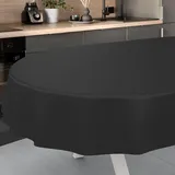 ANRO Wachstuch-Tischdecke abwaschbar Oval 200 x 140 cm Schwarz
