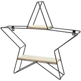 Expo Börse - Metallregal Stern Schwarz Mit 2 Holzablagen 50 Cm Standregal Wandregal Regal
