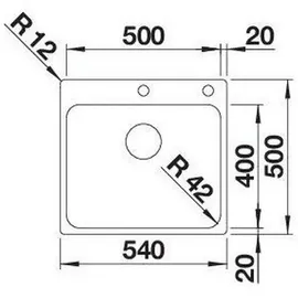 Blanco Solis 500 links Einbau von Oben Edelstahl Excenterbetätigung 540 x 500 mm