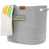 Wiesen.design Korb MATTEO 42x32xH38 cm Grau/48L, Wäschekorb geflochten aus