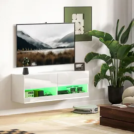 Homcom Tv-Hängeschrank, Weiß, Holzwerkstoff, 35x40.5x120 cm, Wohnzimmer, Wohnwände, Lowboards, Lowboards stehend