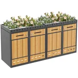 Mülltonnenbox, 4x Mülltonnenunterstand mit Hochbeet, Lüftungsöffnung, Türen, Mülltonnenverkleidung, 120/240 Liter, abschließbare Müllbox - dunkelgrün