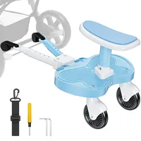 BugyKido Buggy Board mit Sitz, Trittbrett für Kinderwagen Universal, Buggy Board für alle Kinderwagen, für Kinder von 2-6 Jahren (25 kg), Universales Kinderwagenbrett, Blau